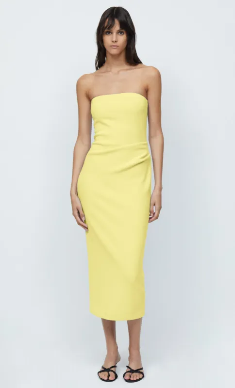 KARINA STRAPLESS MIDI DRESS - BUTTER YELLOW sold by bec + bridge