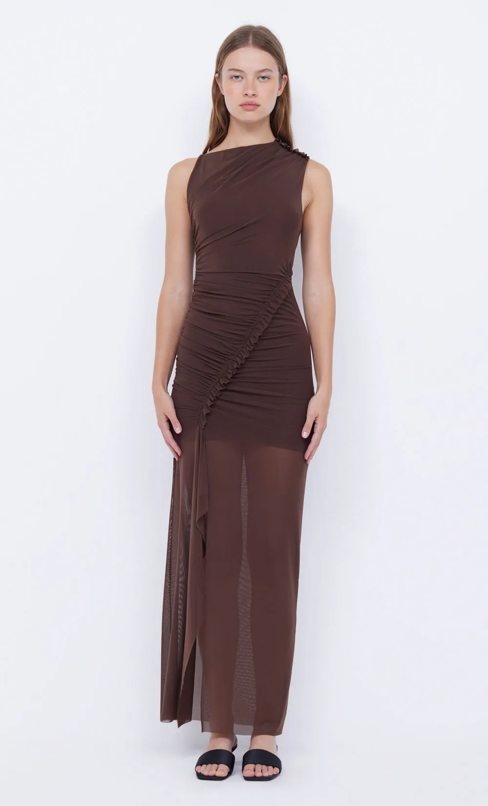 JULIEN ASYM MAXI DRESS - CHOC sold by bec + bridge