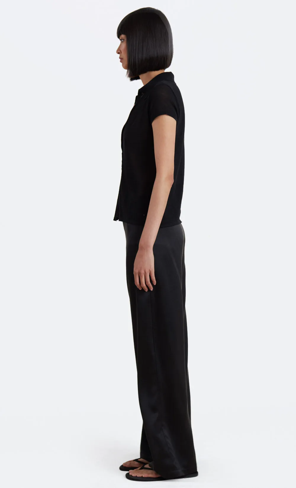 NINA KNIT SHORT SLEEVE SHIRT - BLACK sold by bec + bridge product image thumbnail 4