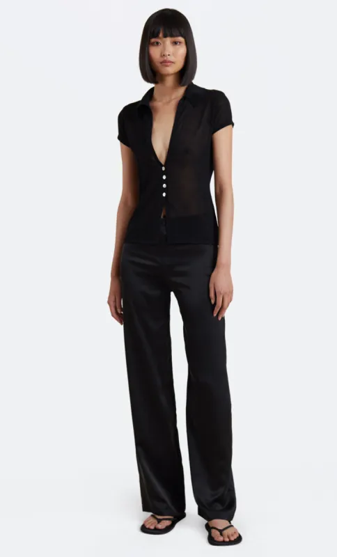 NINA KNIT SHORT SLEEVE SHIRT - BLACK sold by bec + bridge