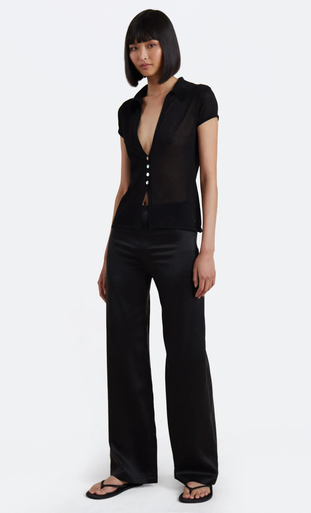 NINA KNIT SHORT SLEEVE SHIRT - BLACK sold by bec + bridge product image thumbnail 3