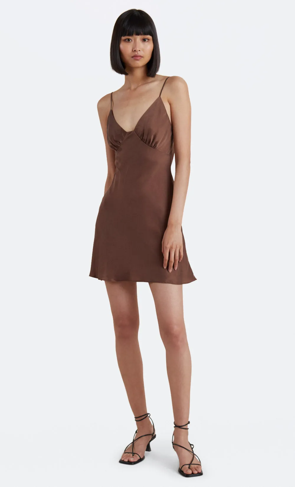 AMBER V MINI DRESS - CHOCOLATE sold by bec + bridge