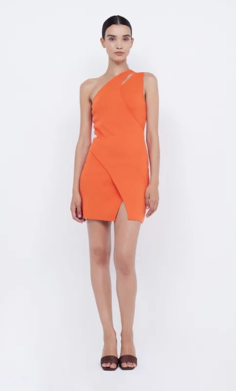 MIRA ASYM KNIT MINI DRESS - FIESTA ORANGE sold by bec + bridge