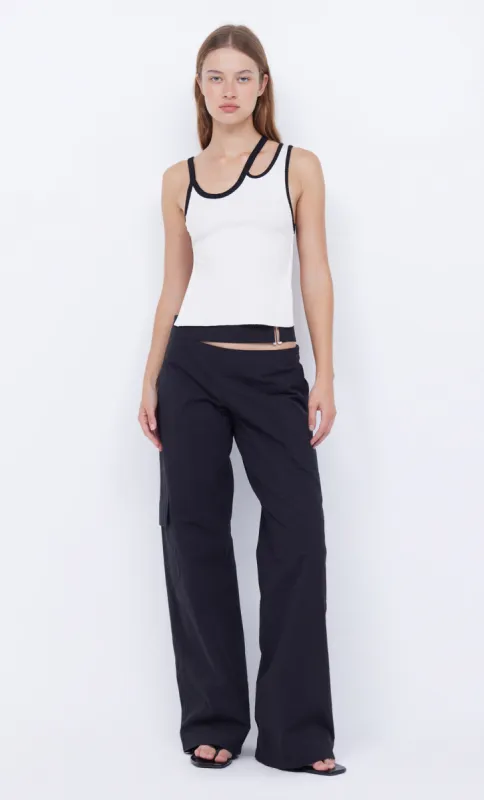 HARI BACKLESS TOP - IVORY/BLACK sold by bec + bridge