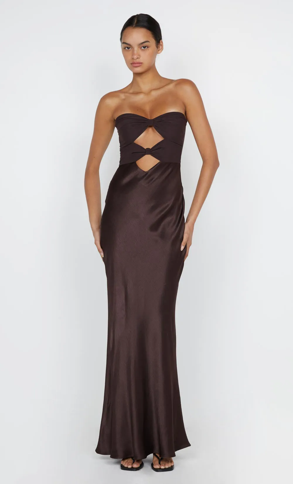 HALLE STRAPLESS DRESS - CHOCOLATE sold by bec + bridge