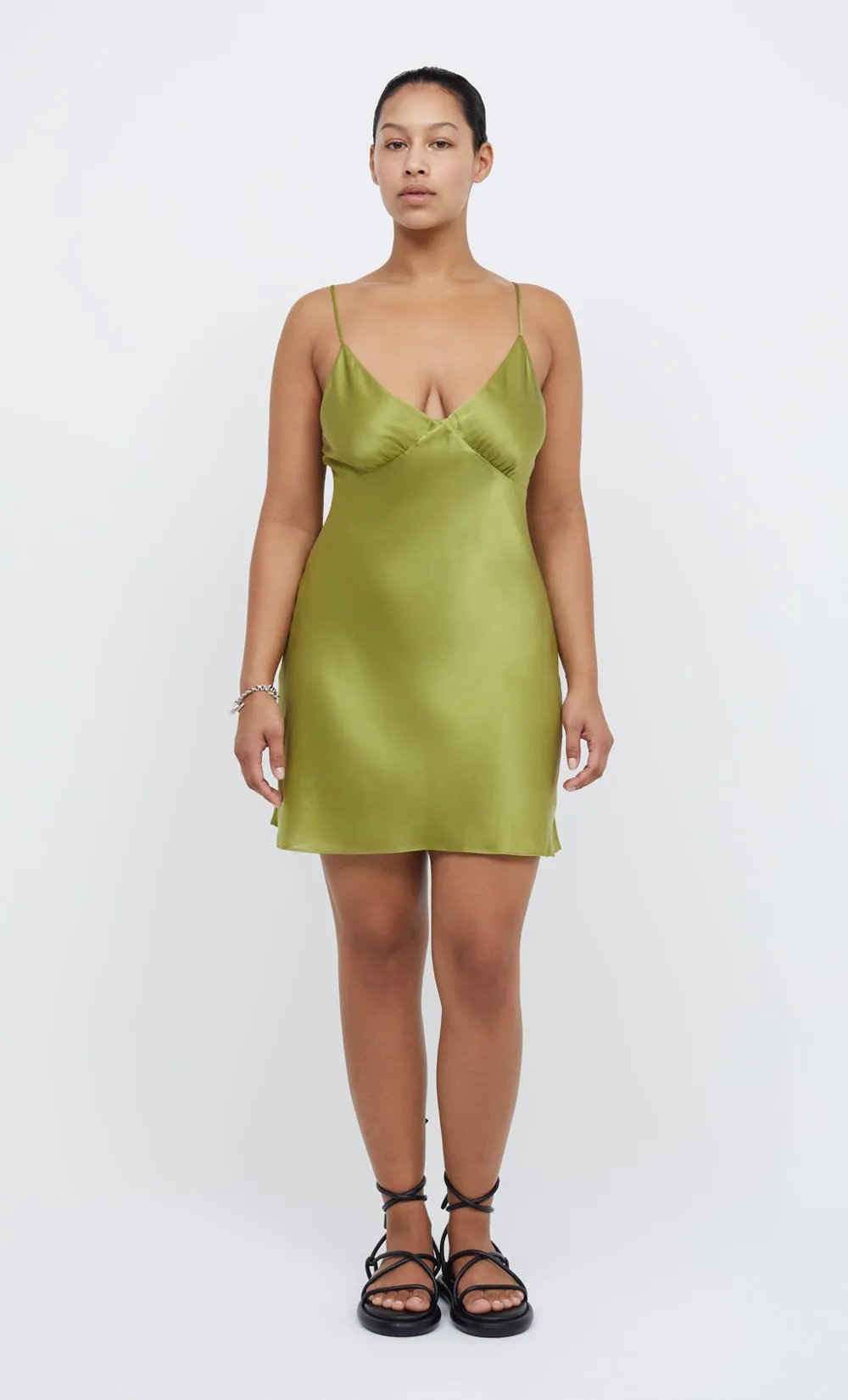 AMBER V MINI DRESS - FERN GREEN sold by bec + bridge