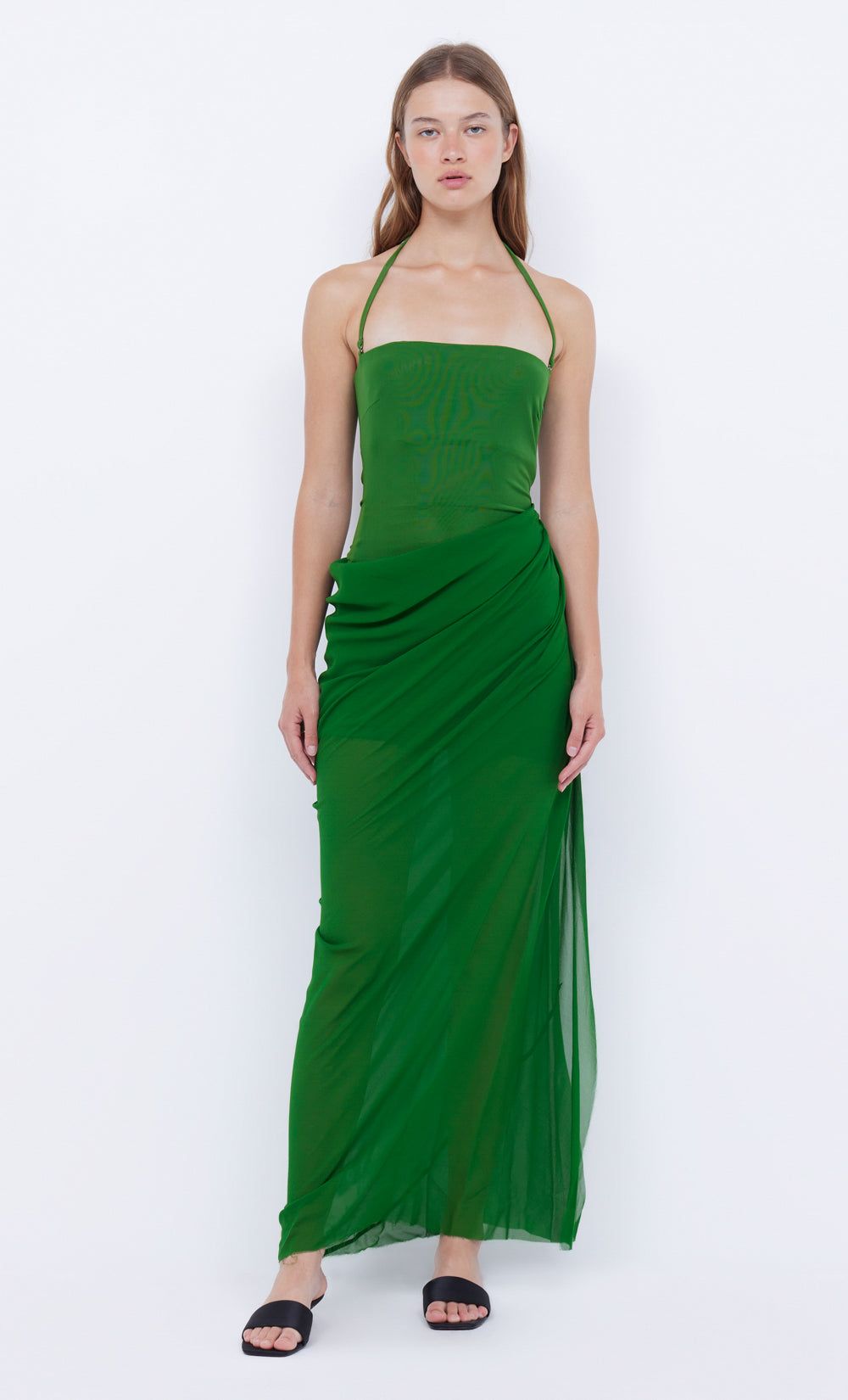 AIDA DRAPED MAXI DRESS - PINE GREEN | Parallel
