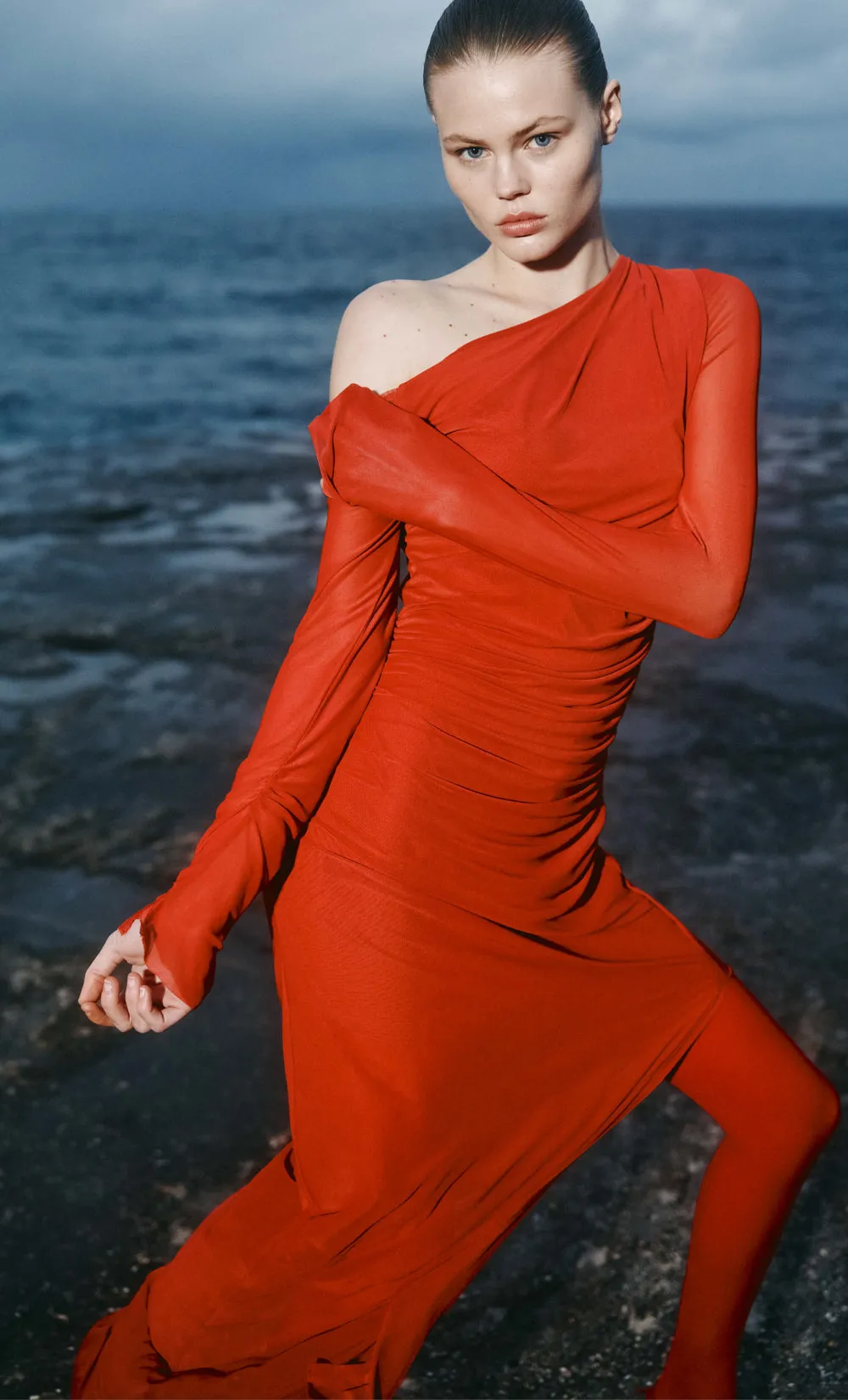 FAE ASYM LONG SLEEVE DRESS - ROUGE sold by bec + bridge product image thumbnail 2