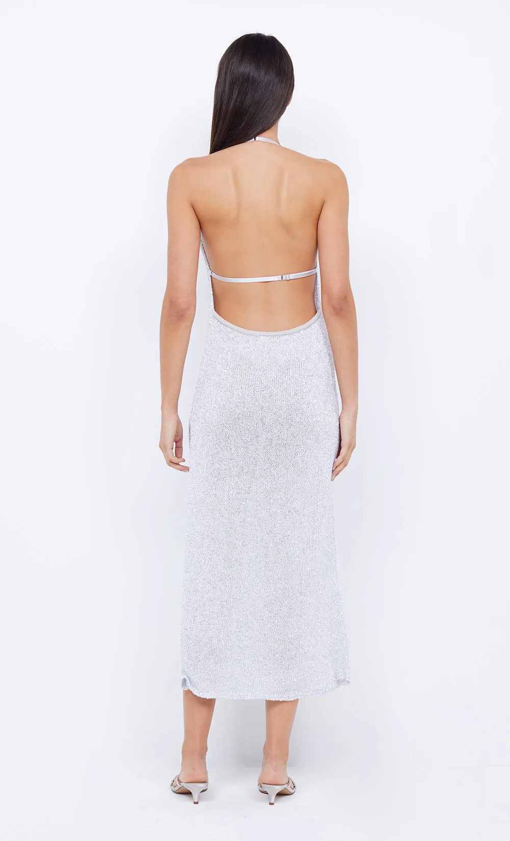 SADIE SPLIT KNIT MIDI DRESS - CRYSTAL sold by bec + bridge product image thumbnail 2