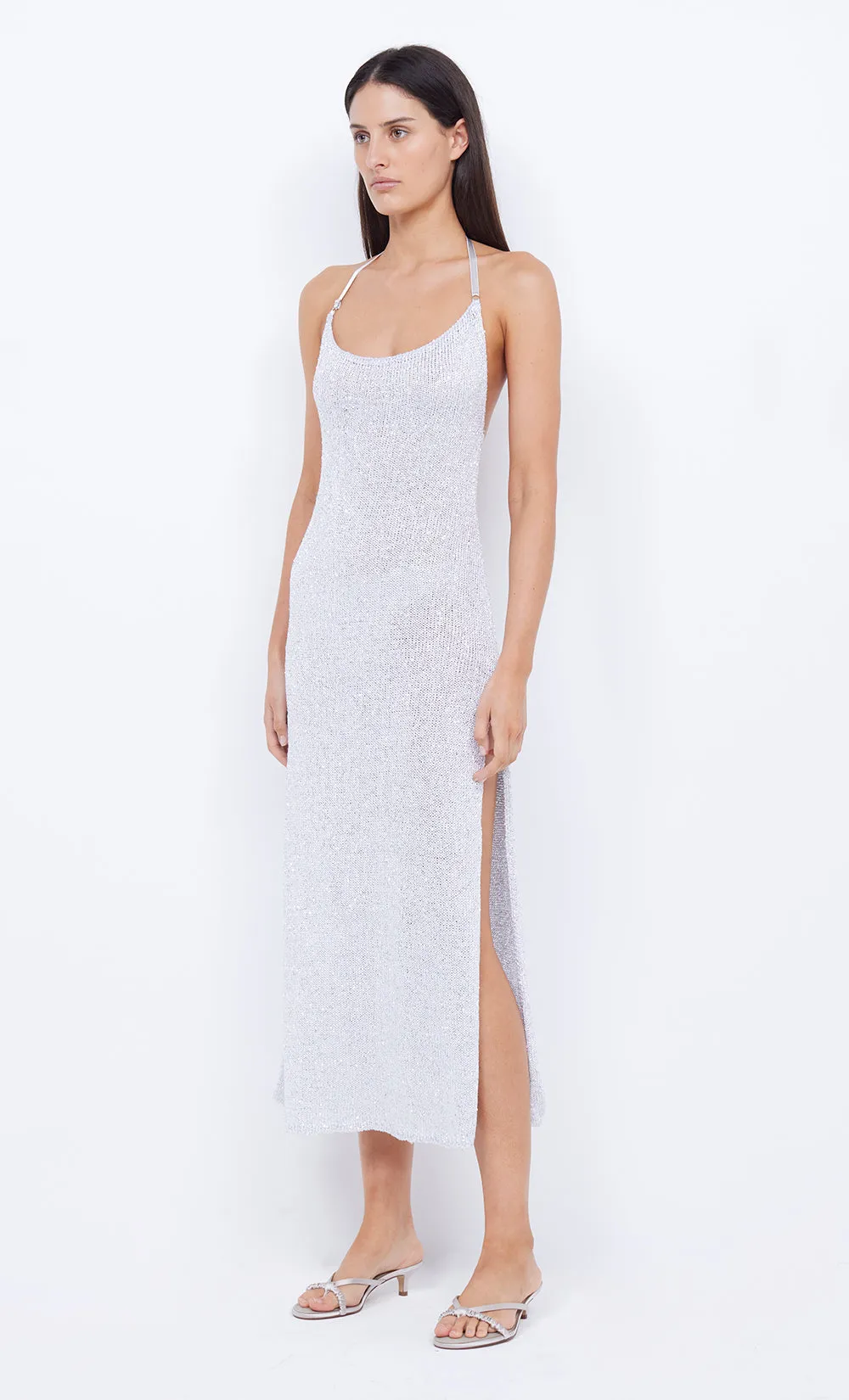 SADIE SPLIT KNIT MIDI DRESS - CRYSTAL sold by bec + bridge product image thumbnail 3