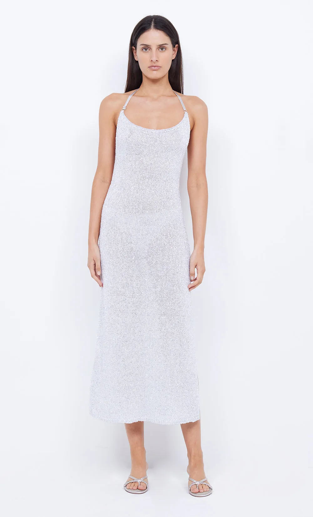 SADIE SPLIT KNIT MIDI DRESS - CRYSTAL sold by bec + bridge product image thumbnail 4