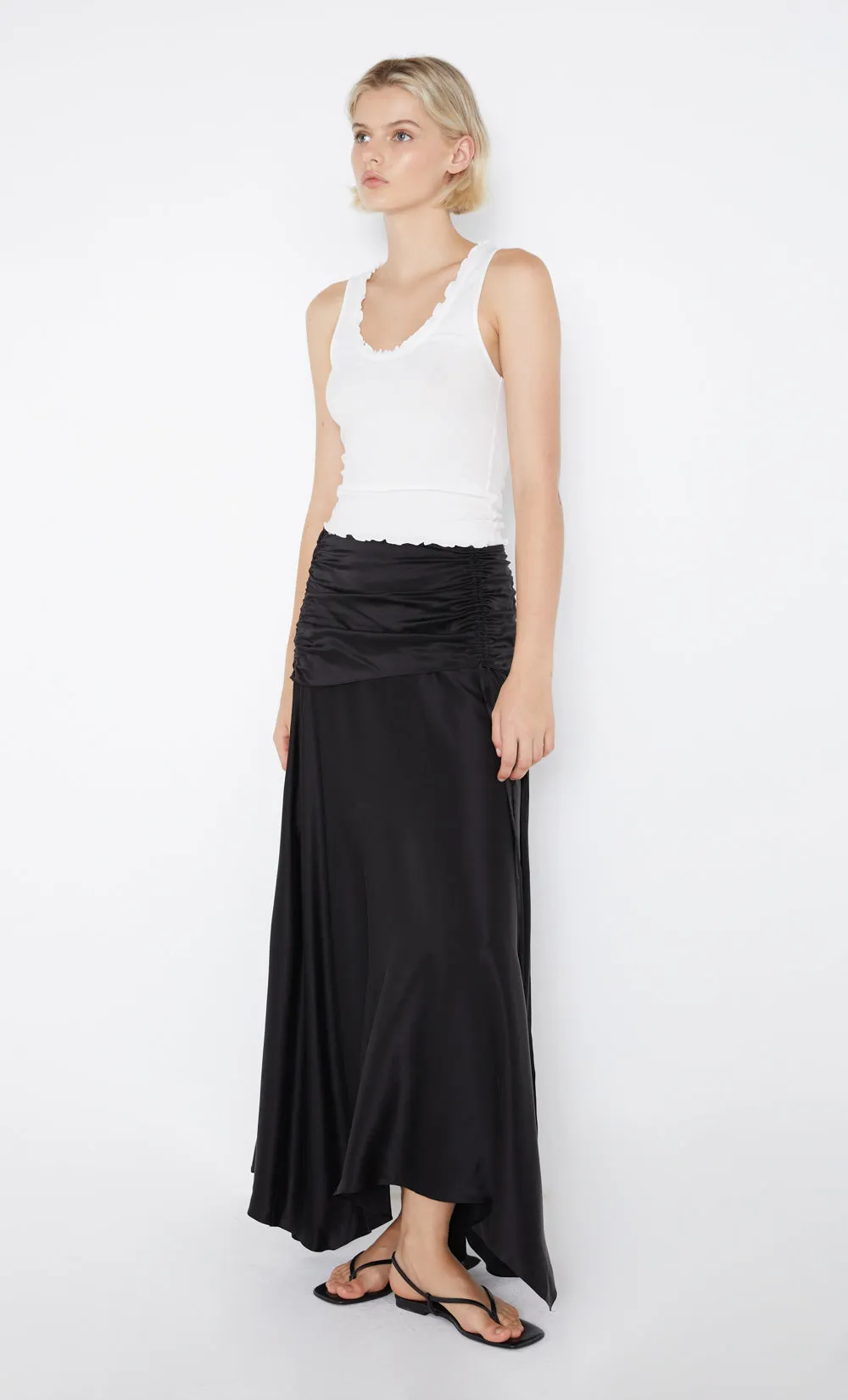 CHANTILLY SILK RUCHED SKIRT - BLACK sold by bec + bridge
