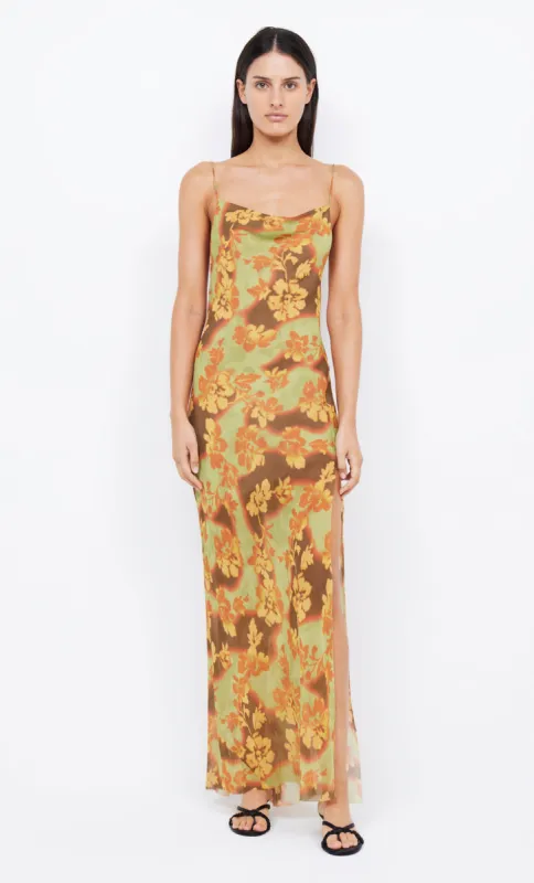DREW SPLIT MAXI DRESS - HIBISCUS PATCH sold by bec + bridge