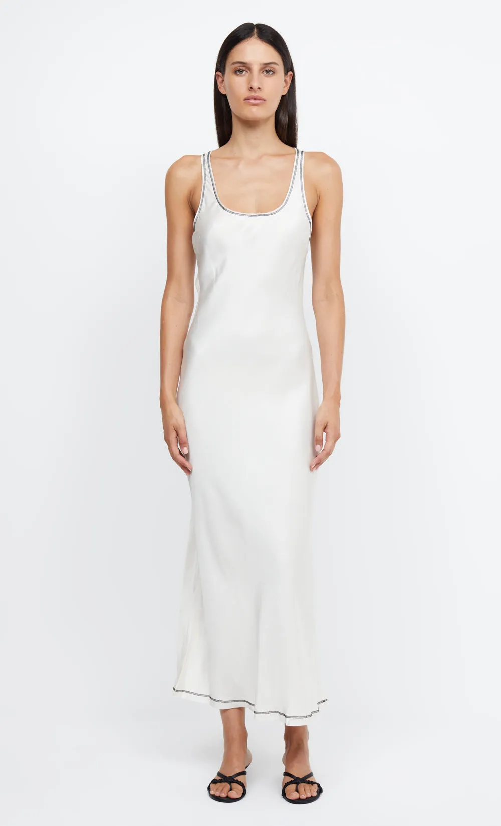 EMERY BACKLESS MIDI DRESS - IVORY/BLACK sold by bec + bridge