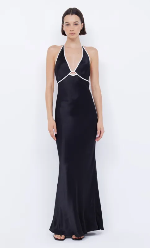 ZARIAH HALTER DRESS - BLACK/IVORY sold by bec + bridge