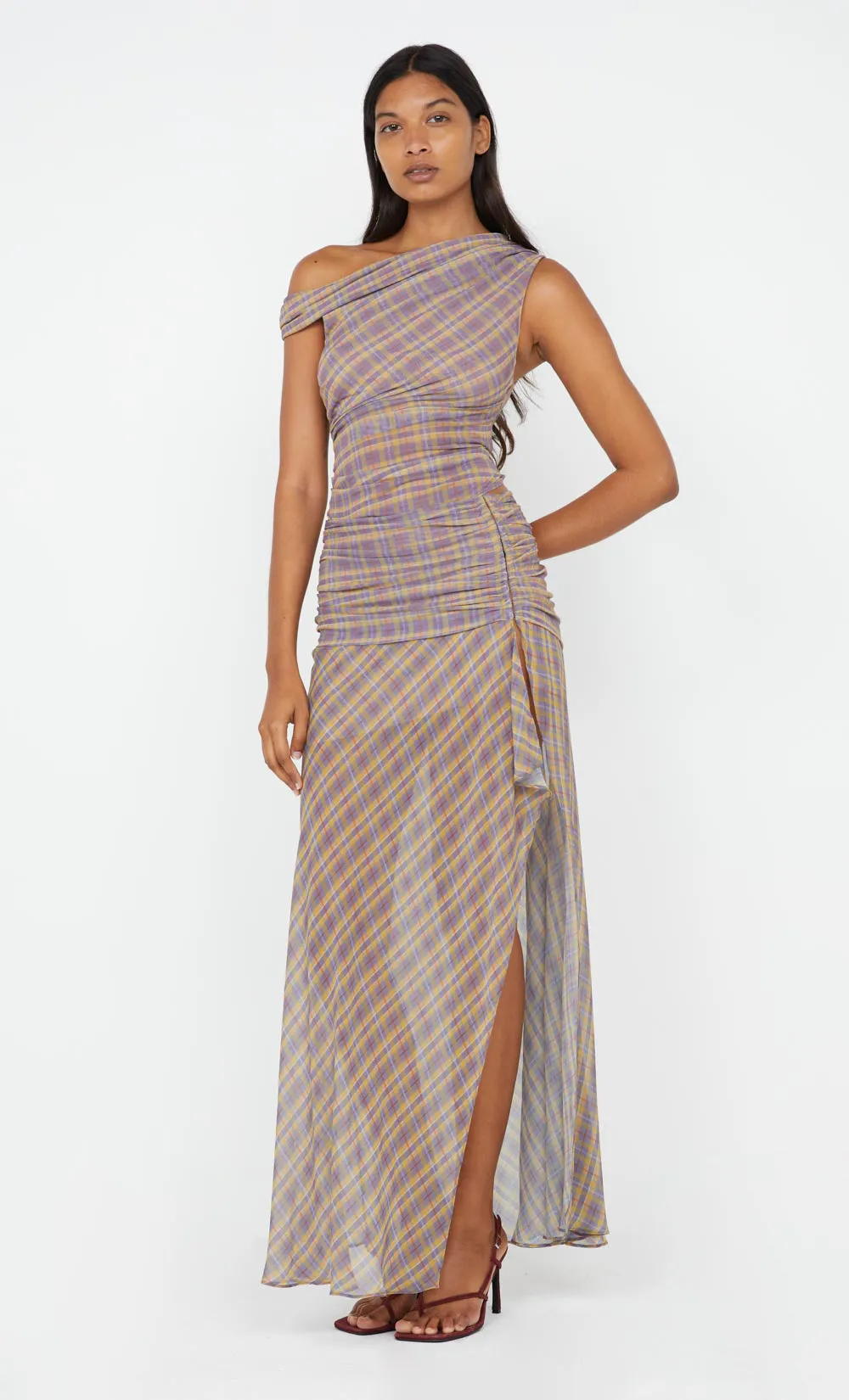 AURELIA ASYM DRESS - VIOLET CHECK sold by bec + bridge product image thumbnail 4