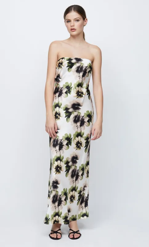 BLOOM SILK STRAPLESS MAXI - IVORY PRINT sold by bec + bridge