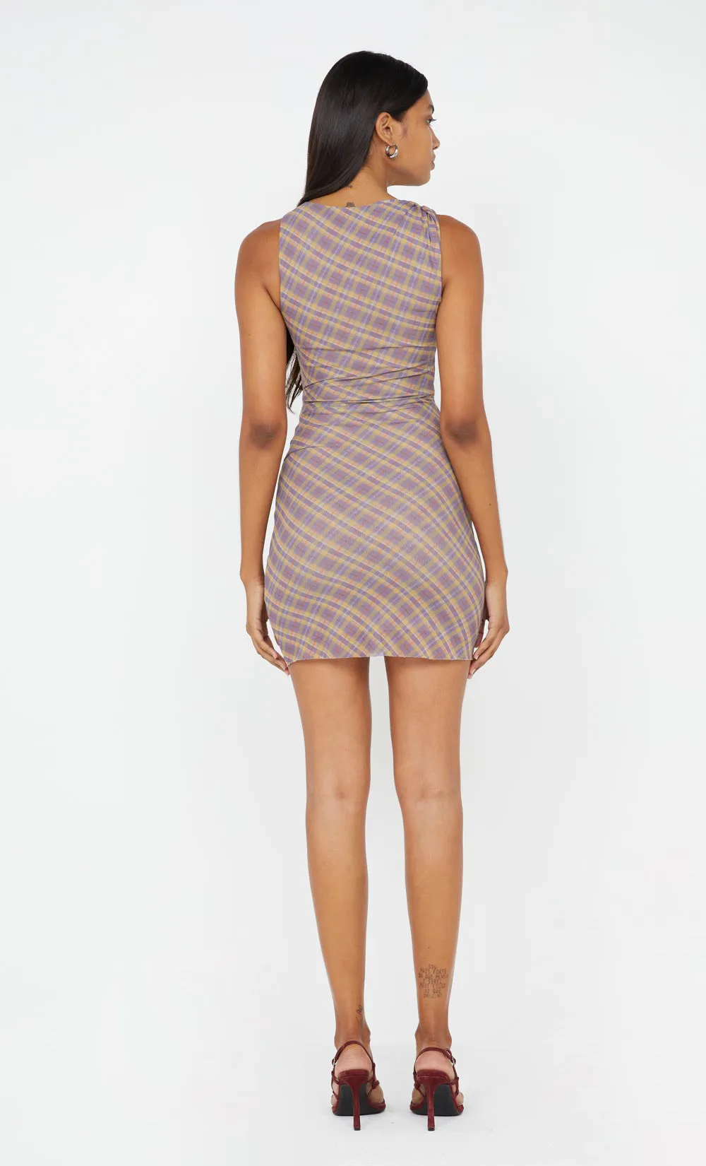 AURELIA ASYM MINI DRESS - VIOLET CHECK sold by bec + bridge product image thumbnail 3