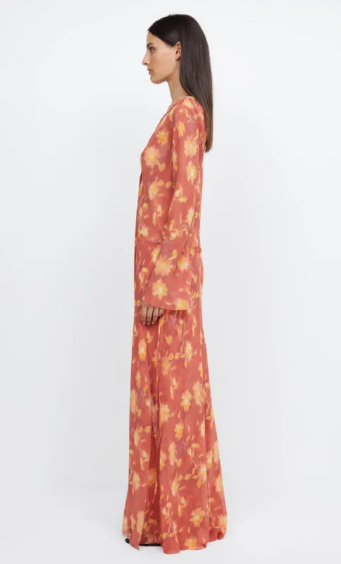 azalea wrap long sleeve maxi dress AZALEA WRAP LONG SLEEVE MAXI DRESS - LUMEN FLORAL