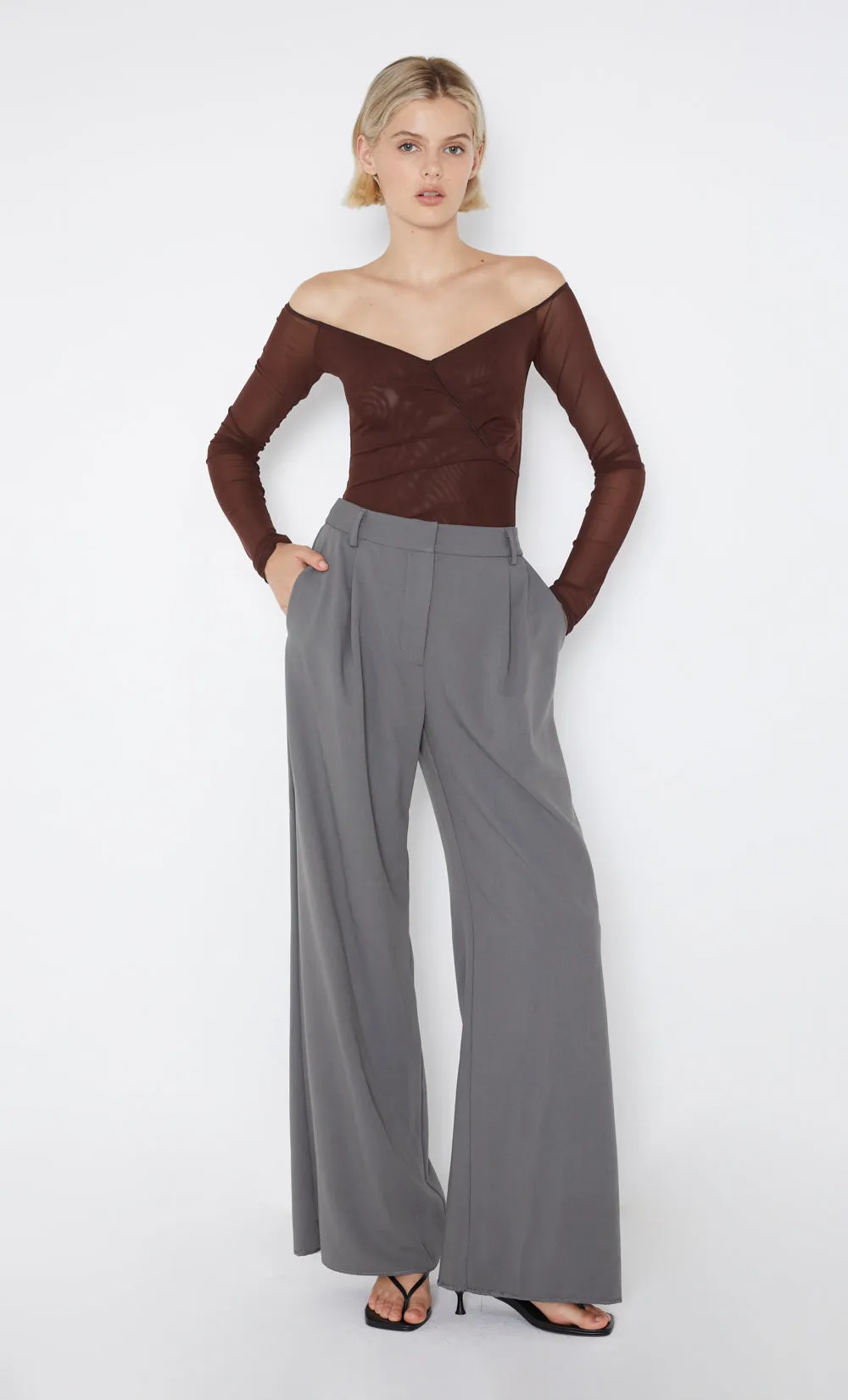 ISADORA LONG SLEEVE TOP - CHOCOLATE/BLACK sold by bec + bridge product image thumbnail 5