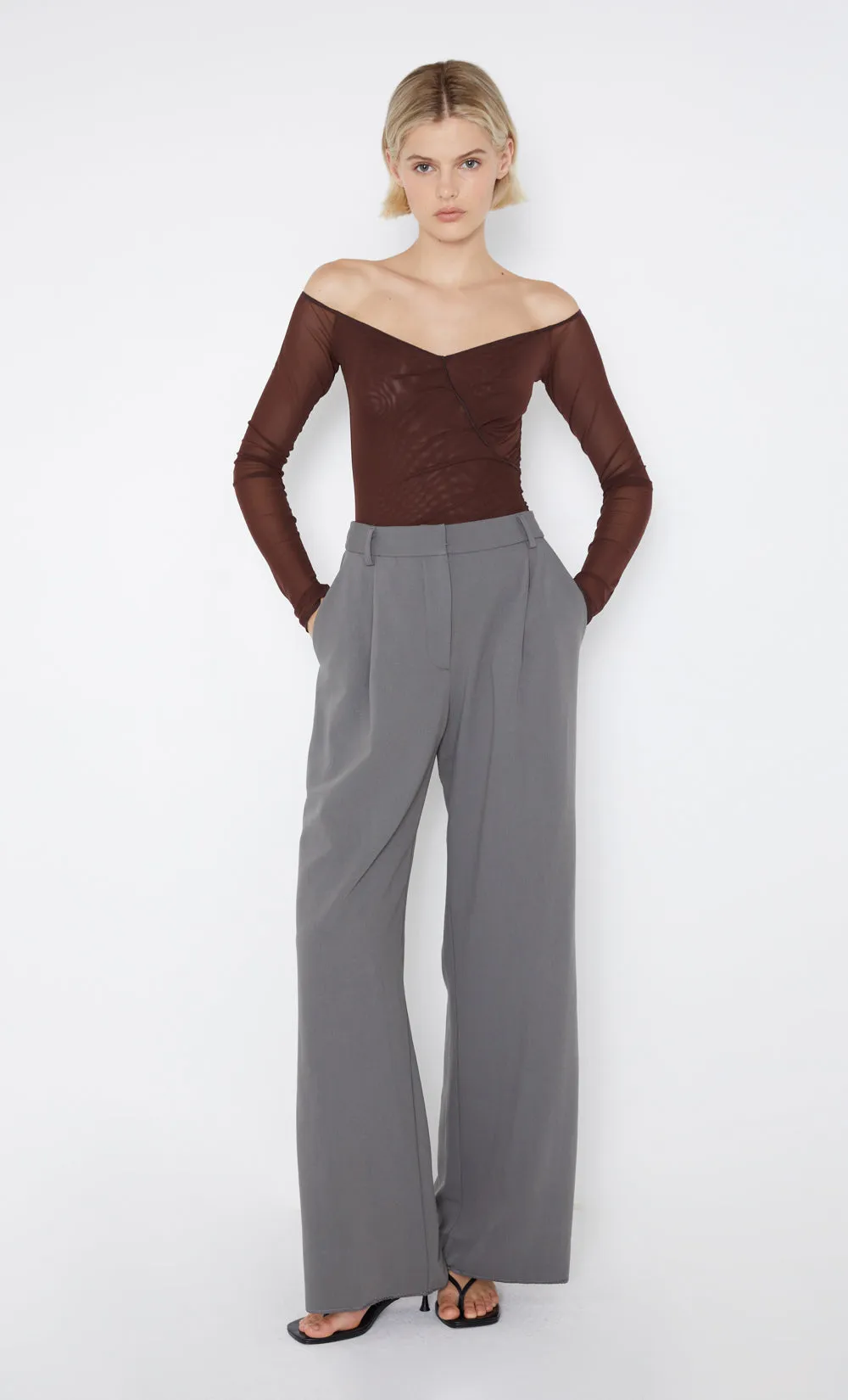 ISADORA LONG SLEEVE TOP - CHOCOLATE/BLACK sold by bec + bridge