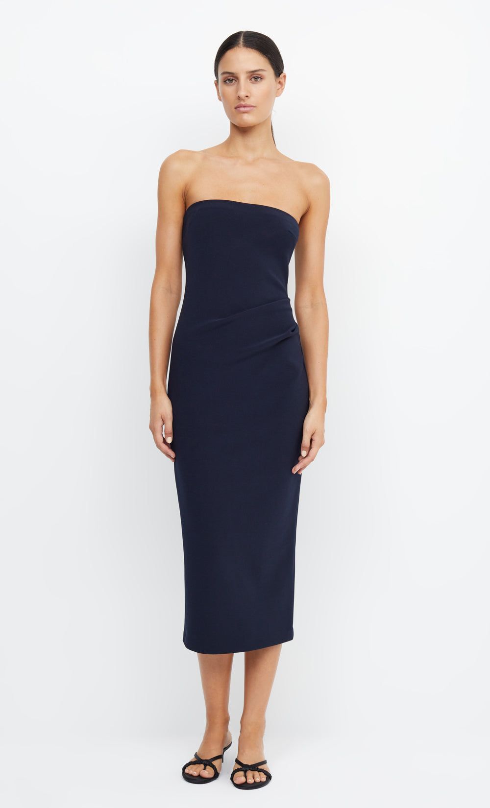 BE MINE STRAPLESS MIDI DRESS - INK sold by bec + bridge