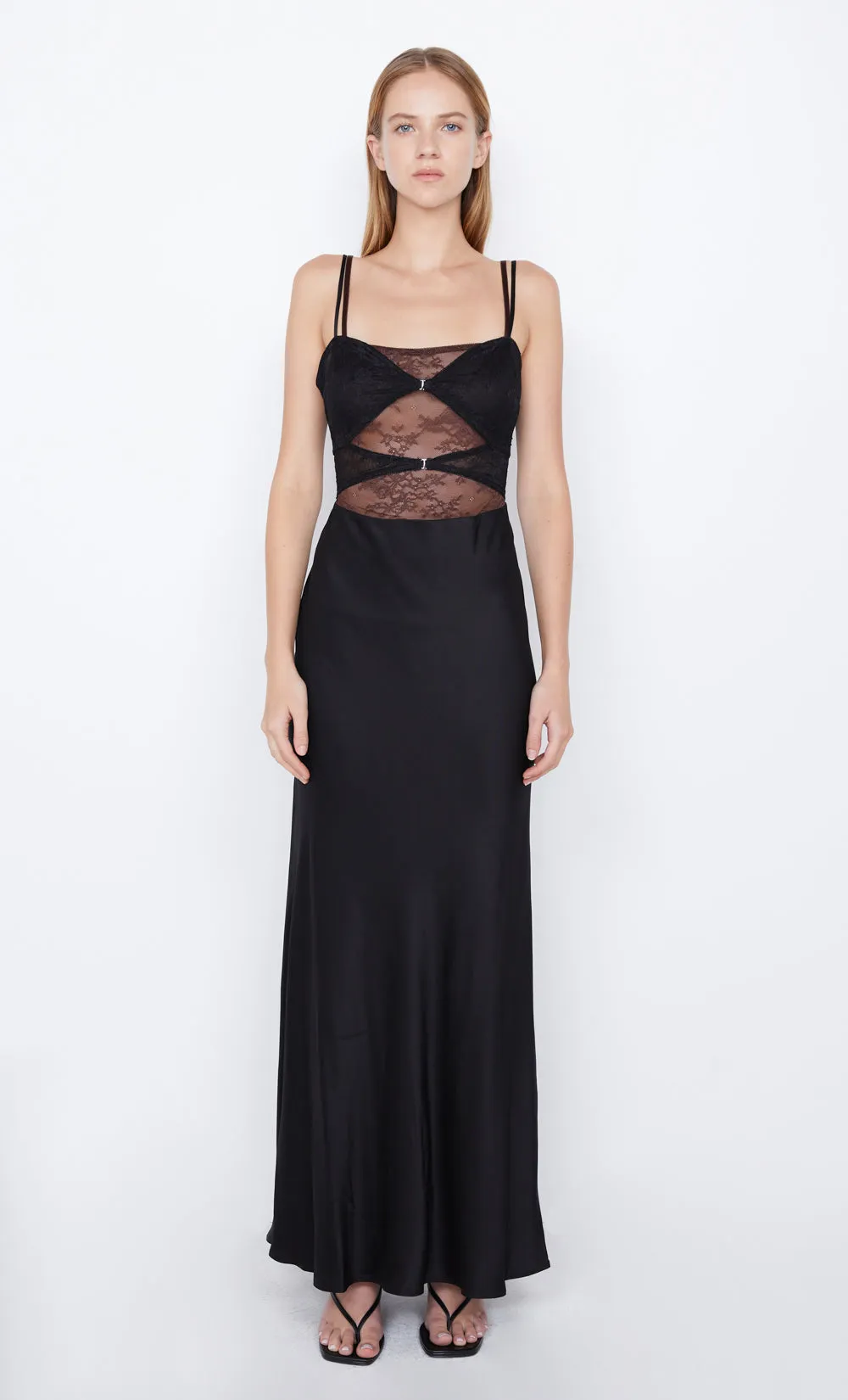 AMORAS CUT OUT DRESS - BLACK/CHOCOLATE sold by bec + bridge