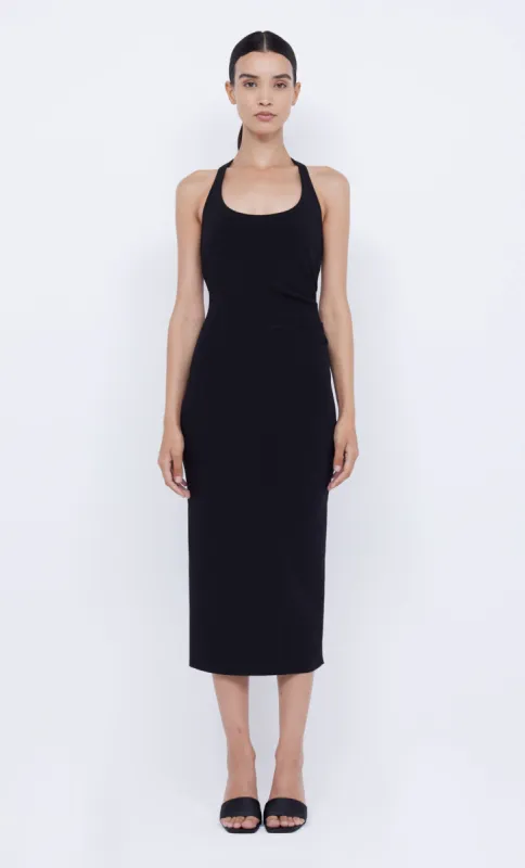 CYNDIE HALTER MIDI DRESS - BLACK sold by bec + bridge
