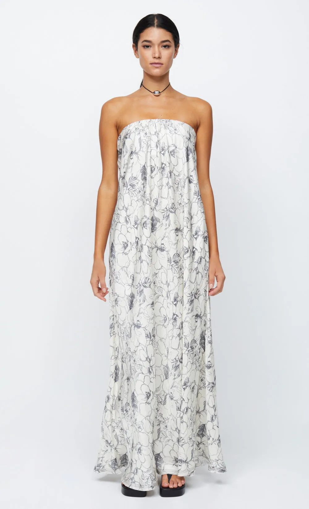 TILLIE STRAPLESS MAXI DRESS - LINEAR FLORAL sold by bec + bridge