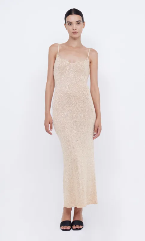 SADIE SEQUIN KNIT SLIP DRESS - GOLD sold by bec + bridge