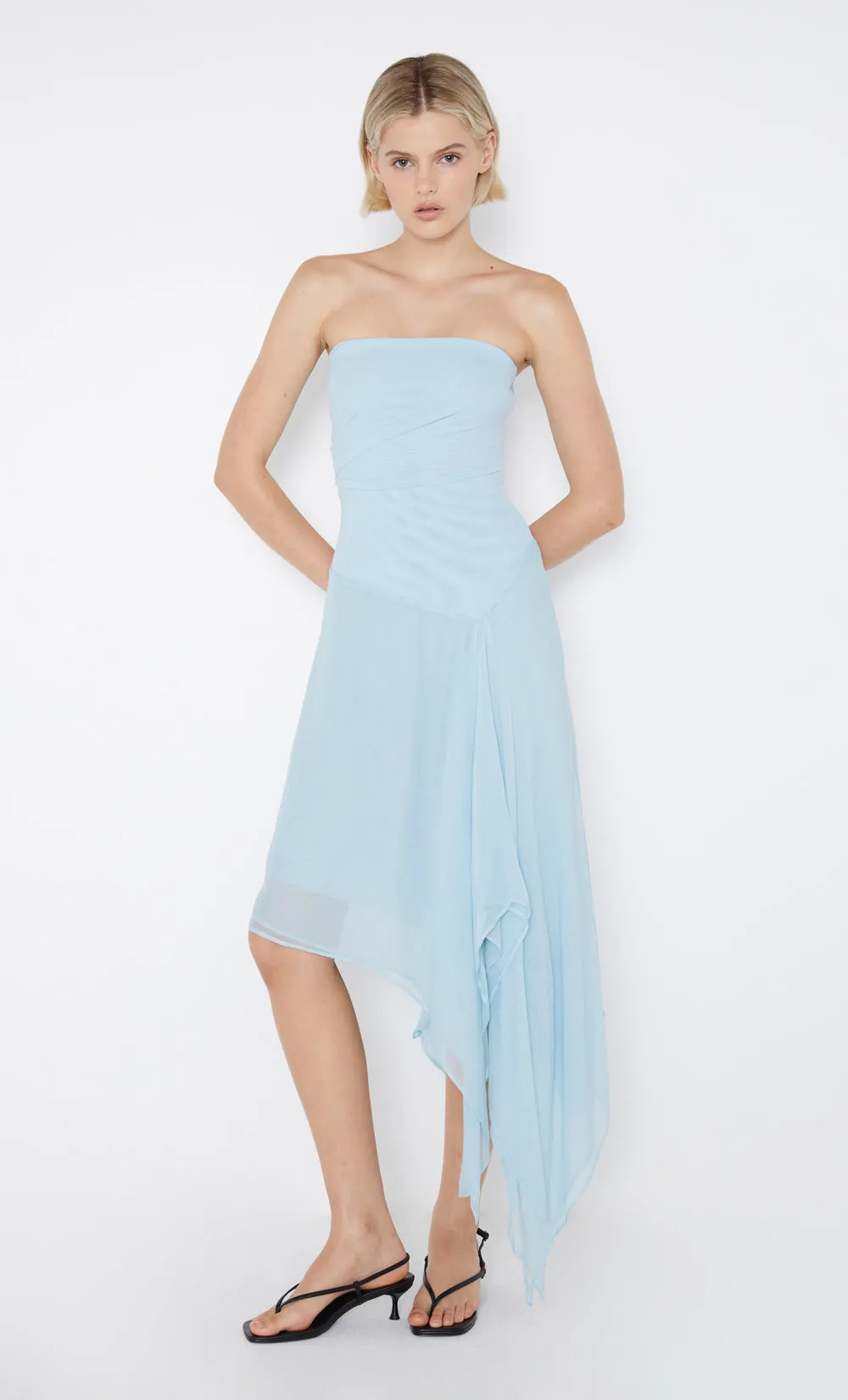 ELZETTE STRAPLESS MIDI DRESS - DOLPHIN BLUE sold by bec + bridge