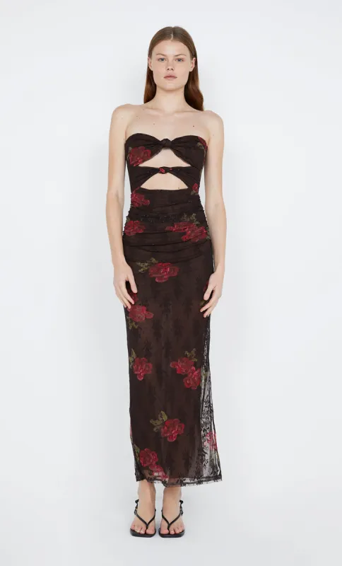 DESERT ROSE STRAPLESS DRESS - CHOC FLORAL sold by bec + bridge