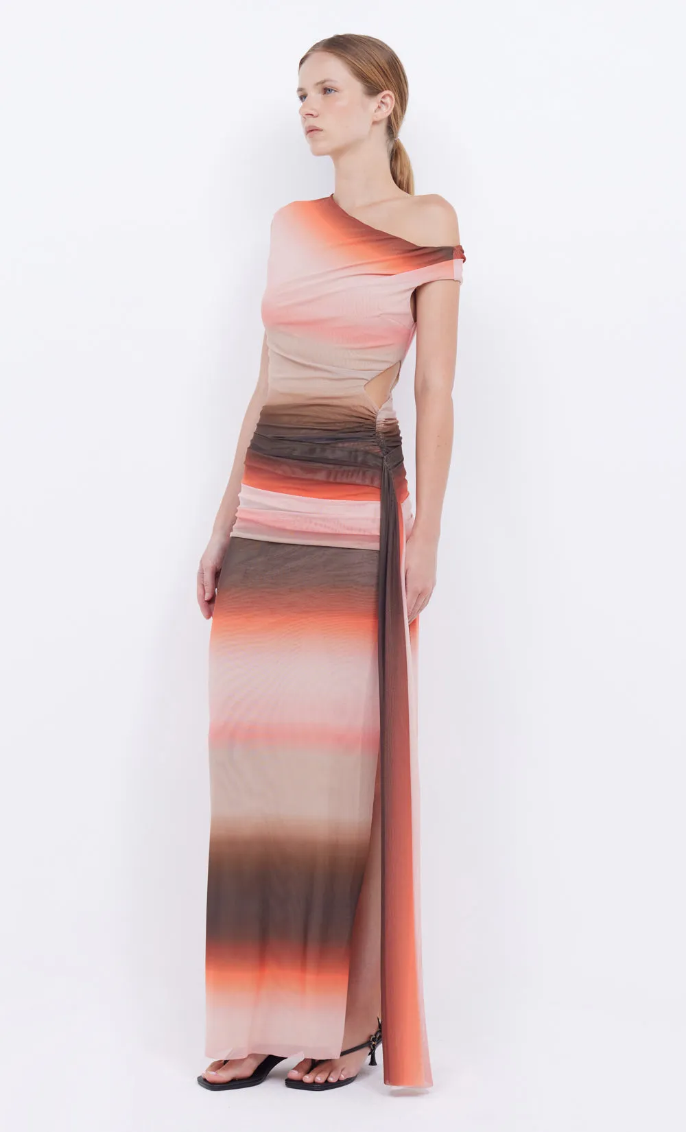 LOUNA ASYM DRESS - CHOC/PINK OMBRE sold by bec + bridge product image thumbnail 3