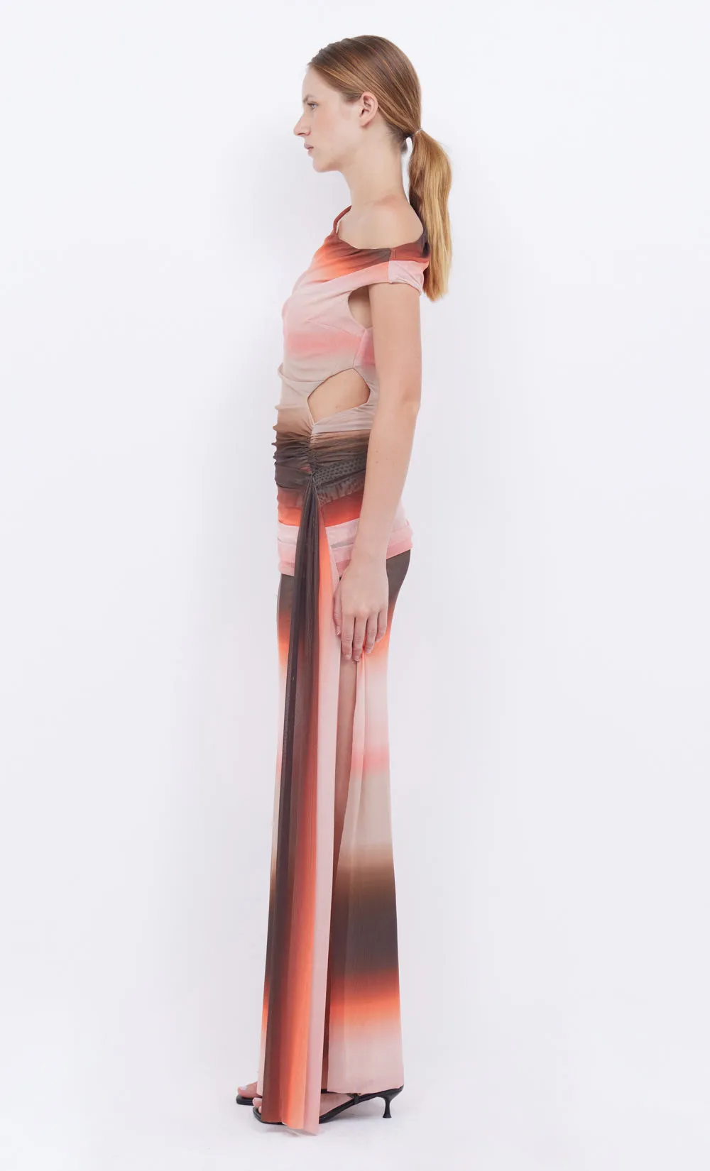 LOUNA ASYM DRESS - CHOC/PINK OMBRE sold by bec + bridge product image thumbnail 4