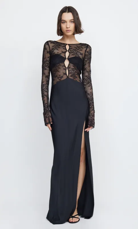NORA LACE LONG SLEEVE MAXI DRESS - BLACK sold by bec + bridge