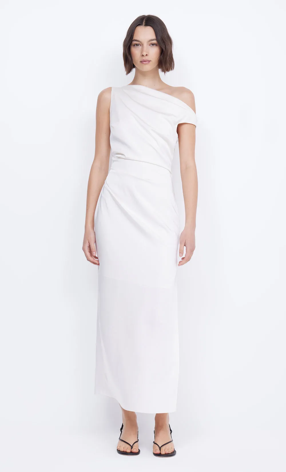 ROCHELLE ASYM MIDI DRESS - CREAM sold by bec + bridge