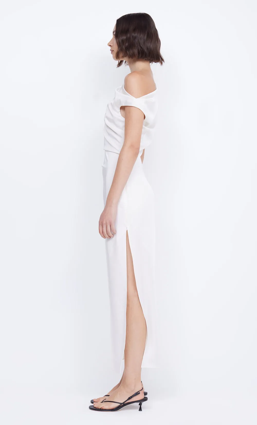 ROCHELLE ASYM MIDI DRESS - CREAM sold by bec + bridge product image thumbnail 3