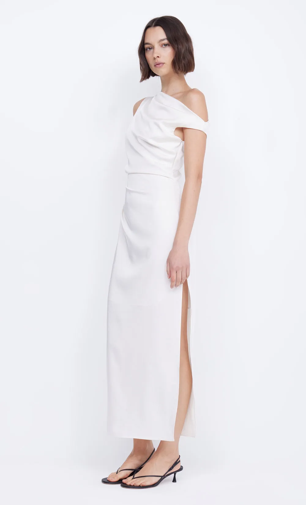 ROCHELLE ASYM MIDI DRESS - CREAM sold by bec + bridge product image thumbnail 4
