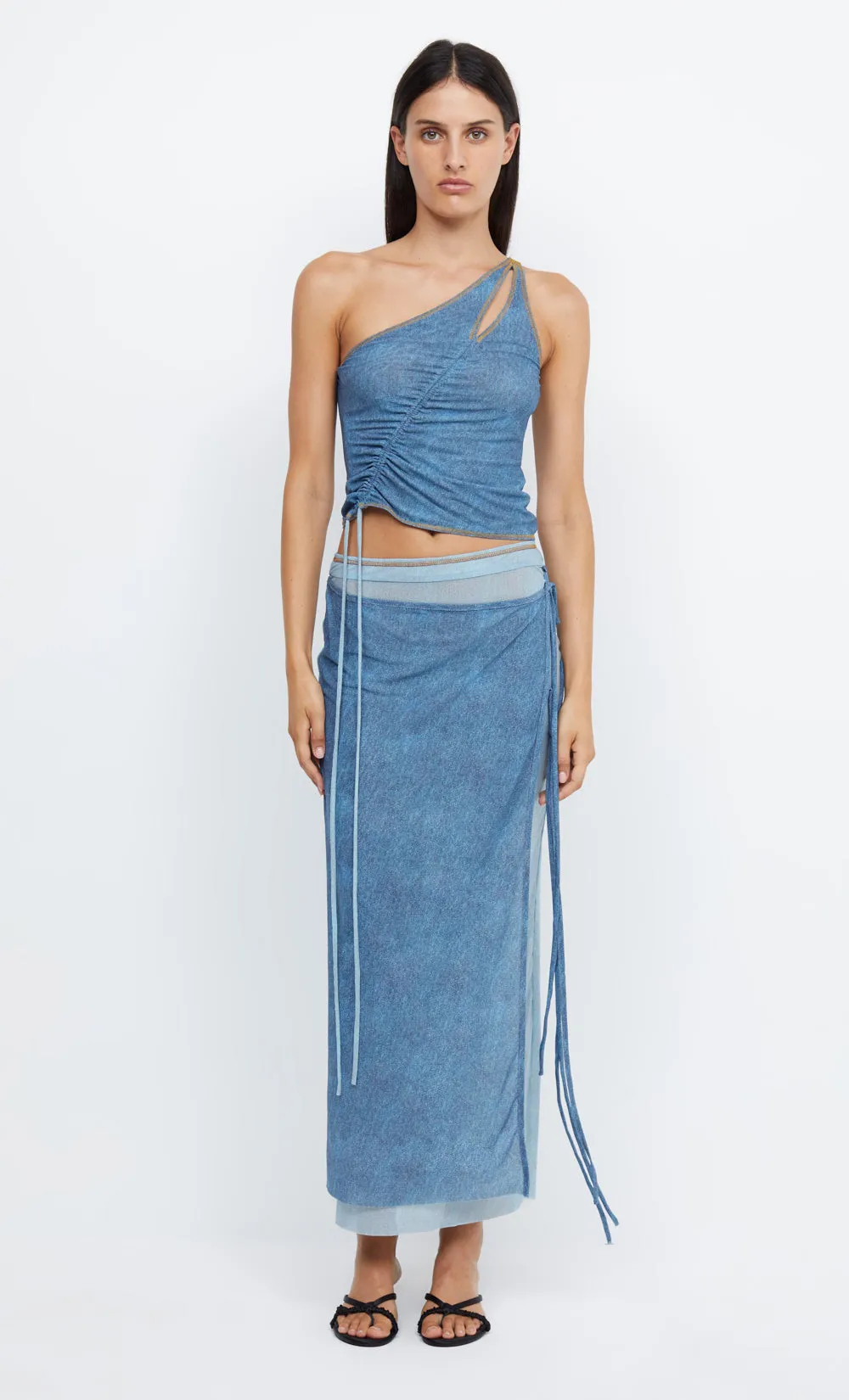 HAYDEN WRAP SKIRT - SPLICED DENIM sold by bec + bridge product image thumbnail 3
