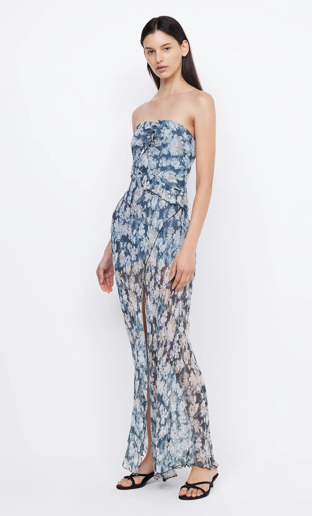 OPAL STRAPLESS MAXI DRESS - DENIM FLORAL sold by bec + bridge product image thumbnail 3