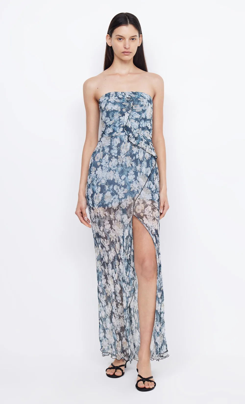 OPAL STRAPLESS MAXI DRESS - DENIM FLORAL sold by bec + bridge