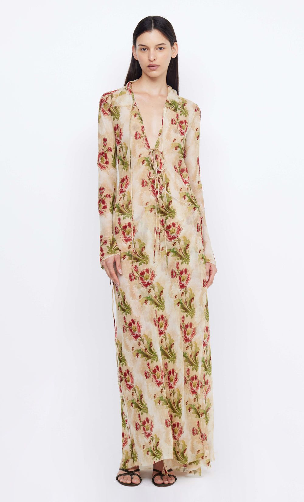 FLORIA LONG SLEEVE MAXI DRESS - GENEVIVE FLORAL sold by bec + bridge