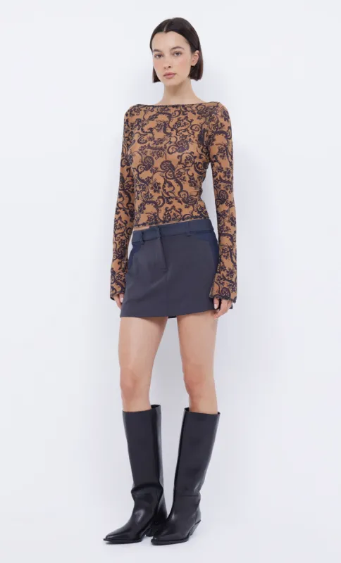 WYNONA PANELLED MINI SKIRT - INDIGO/CHARCOAL sold by bec + bridge