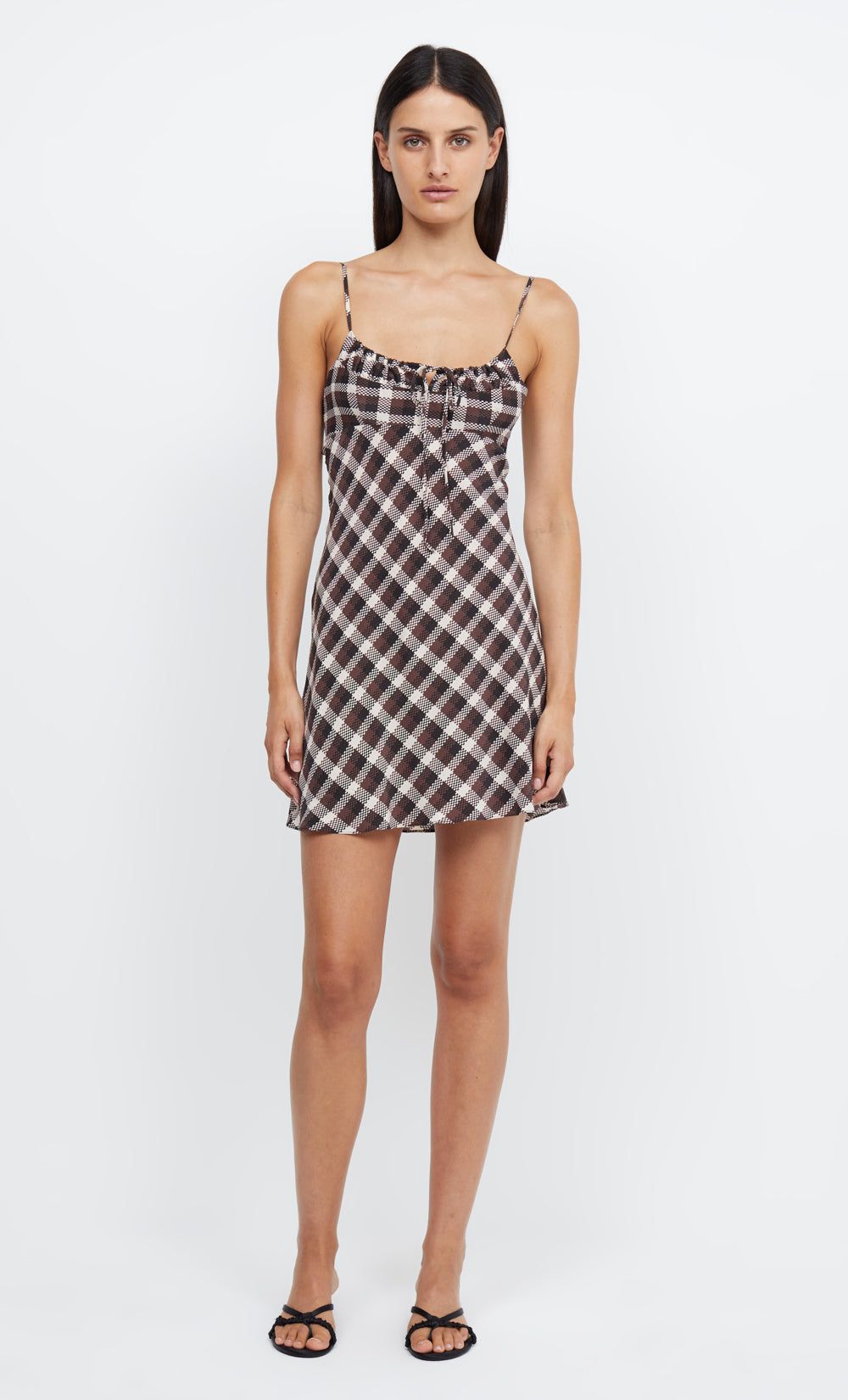 CHIARA TIE MINI DRESS - BASKET WEAVE CHECK sold by bec + bridge product image thumbnail 2