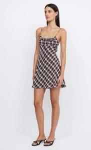 CHIARA TIE MINI DRESS - BASKET WEAVE CHECK sold by bec + bridge