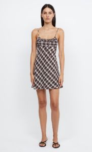 CHIARA TIE MINI DRESS - BASKET WEAVE CHECK sold by bec + bridge