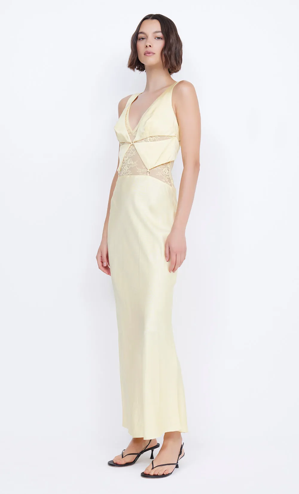 JULIETTE V NECK MAXI DRESS - BUTTER YELLOW sold by bec + bridge product image thumbnail 3