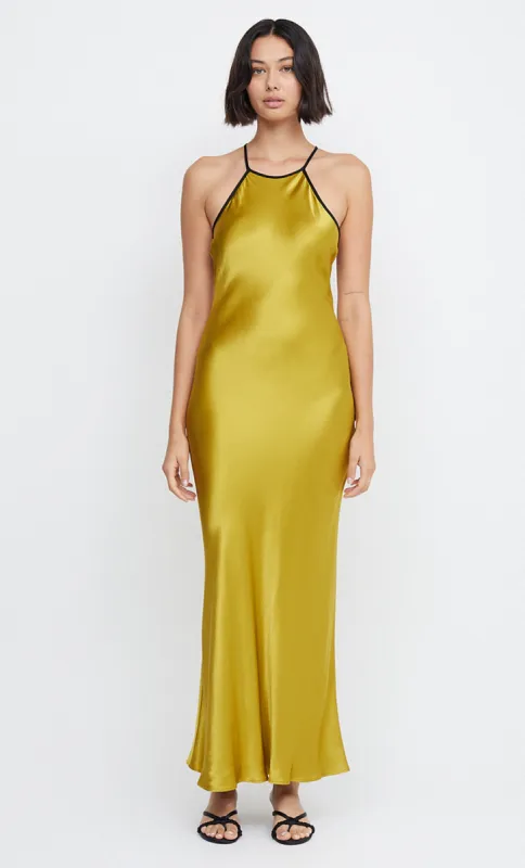 INDI MAXI DRESS - OLIVE OIL/BLACK sold by bec + bridge