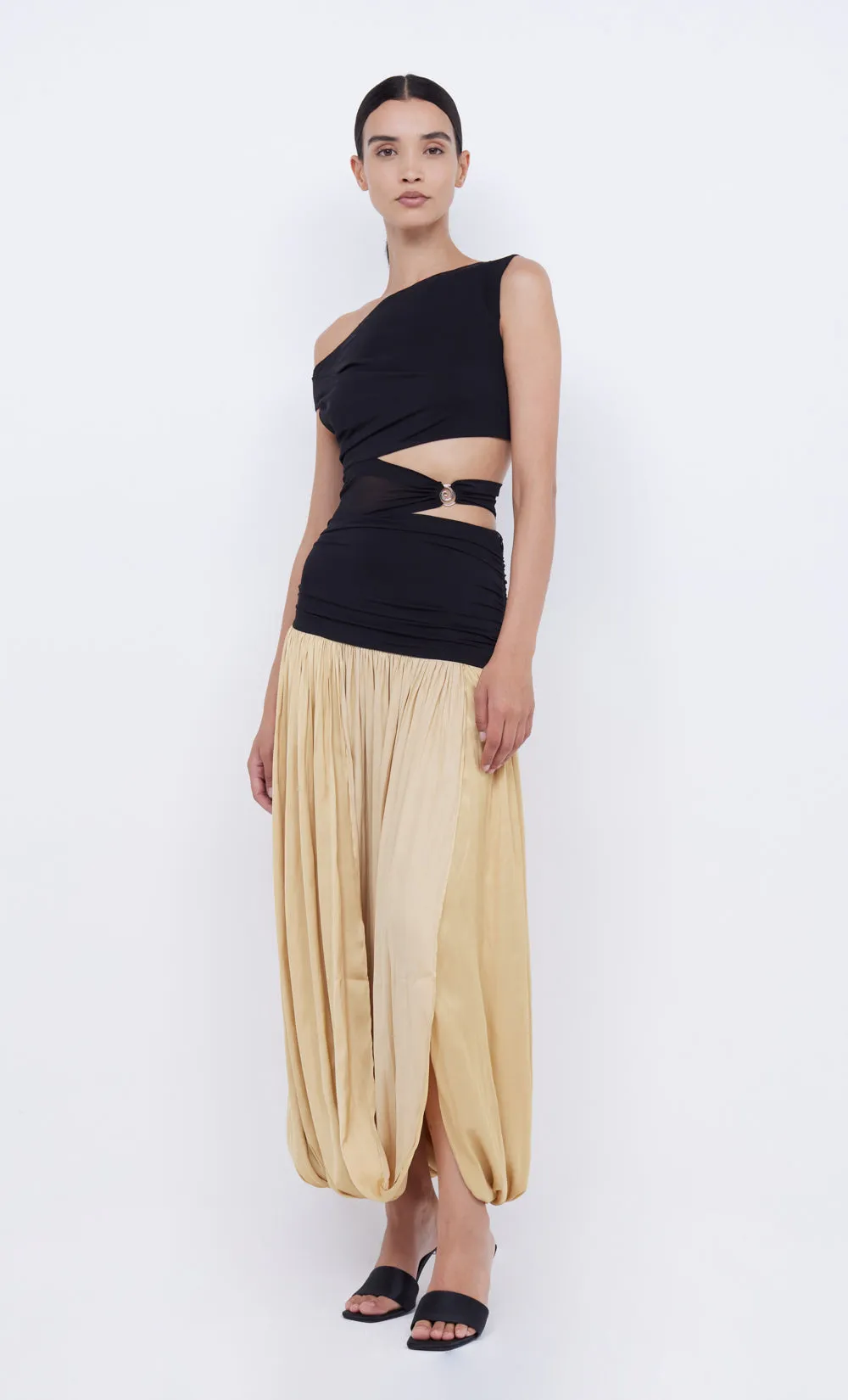 SERENE ASYM MAXI DRESS - BLACK/STRAW sold by bec + bridge product image thumbnail 4