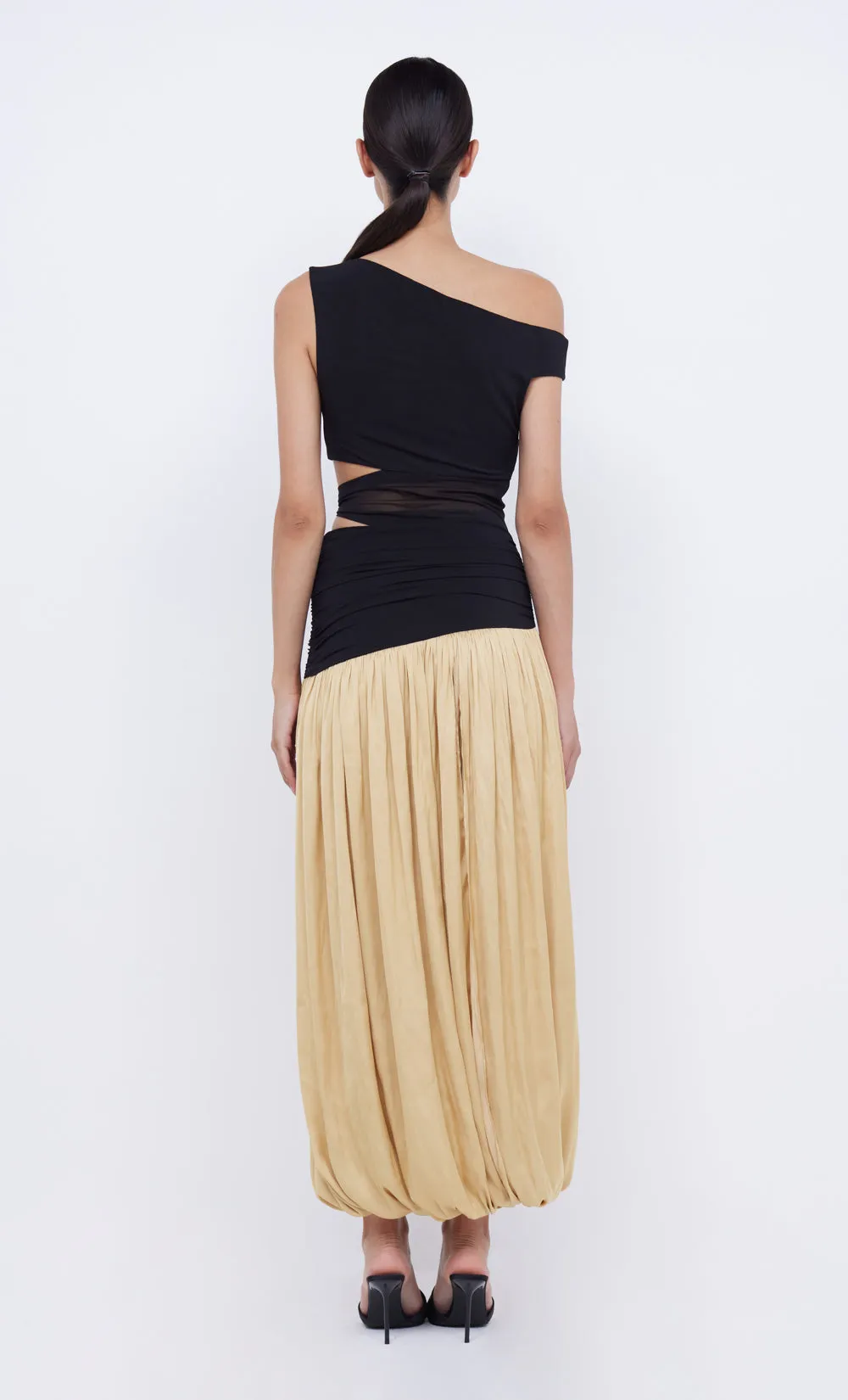 SERENE ASYM MAXI DRESS - BLACK/STRAW sold by bec + bridge product image thumbnail 3